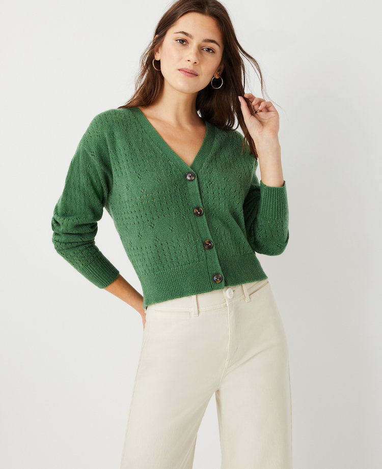 ann taylor green cardigan