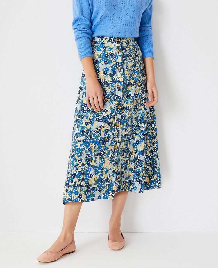 Floral button front midi skirt best sale