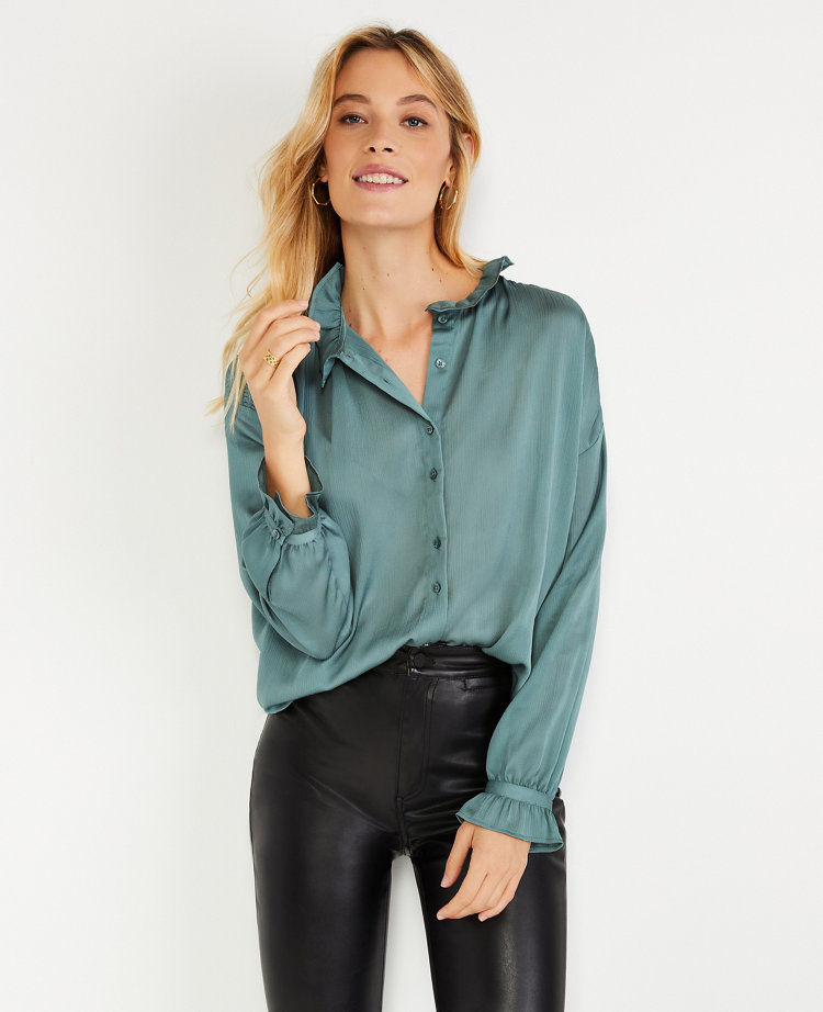 petite ruffle blouse