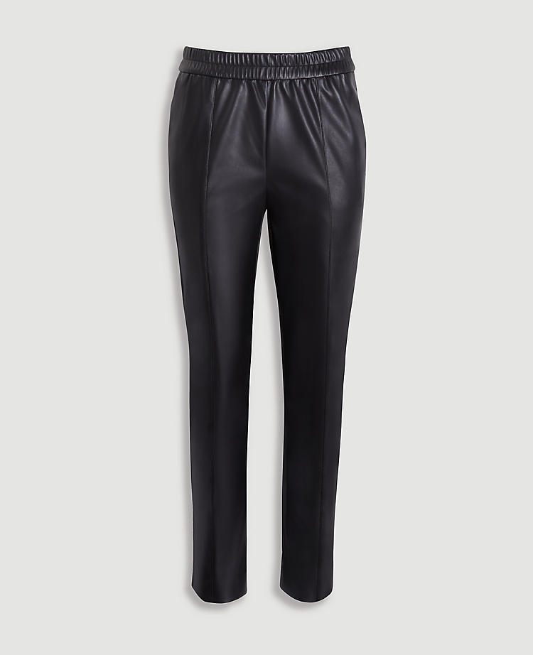 The Petite Faux Leather Pull On Ankle Pant