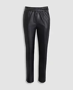 The Petite Faux Leather Pull On Ankle Pant carousel Product Image 2