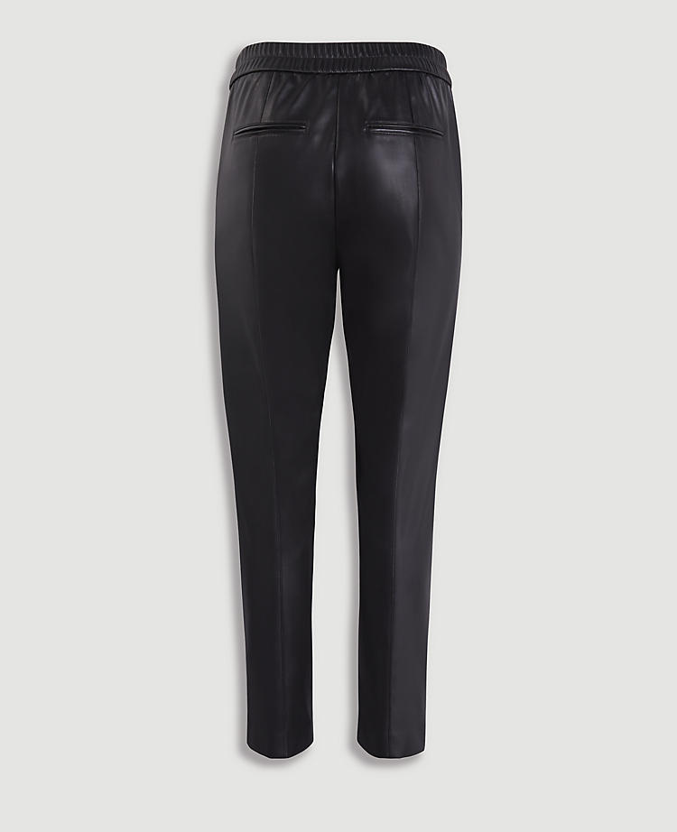 The Petite Faux Leather Pull On Ankle Pant