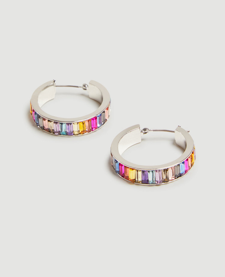 Crystal Baguette Hoop Earrings