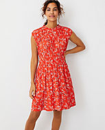 Floral Shirred Flare Dress carousel Product Image 1