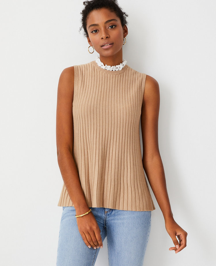 Ann Taylor Eyelet Collar Sweater Shell Top