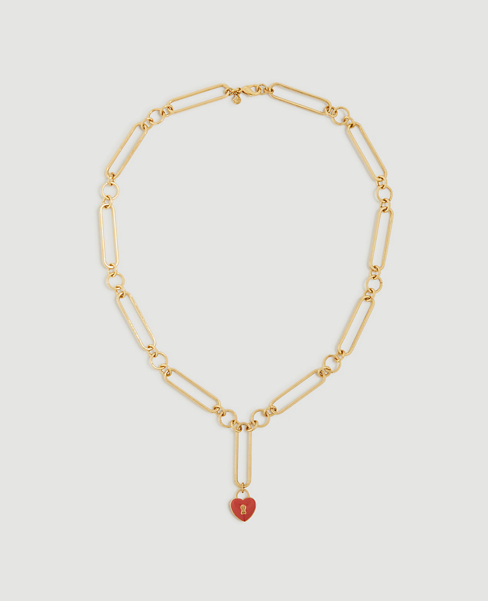 Enamel Heart Lock Necklace