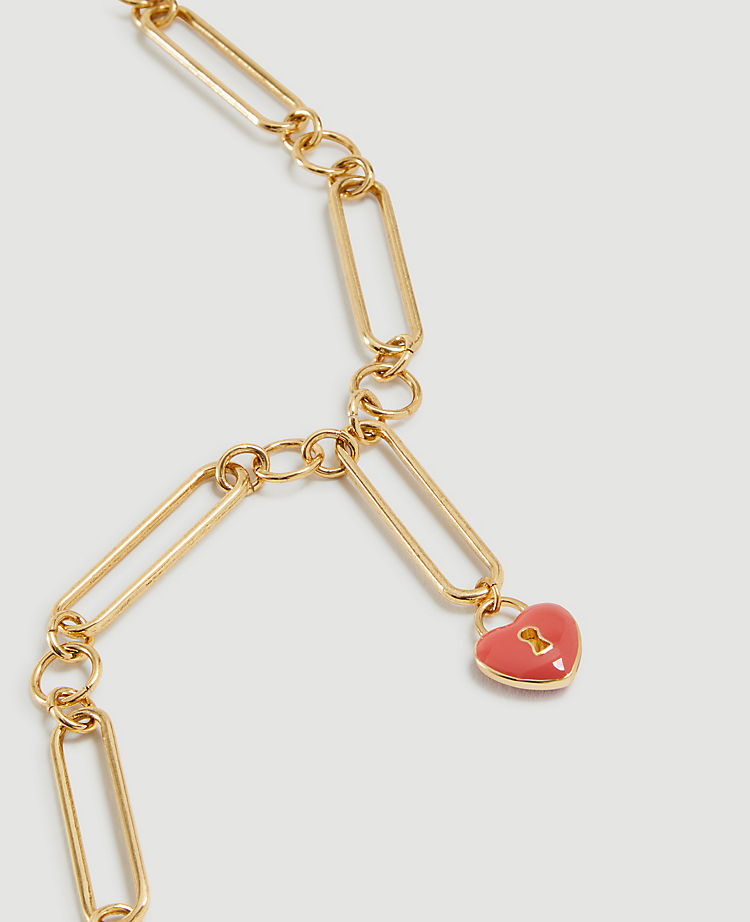 Enamel Heart Lock Necklace