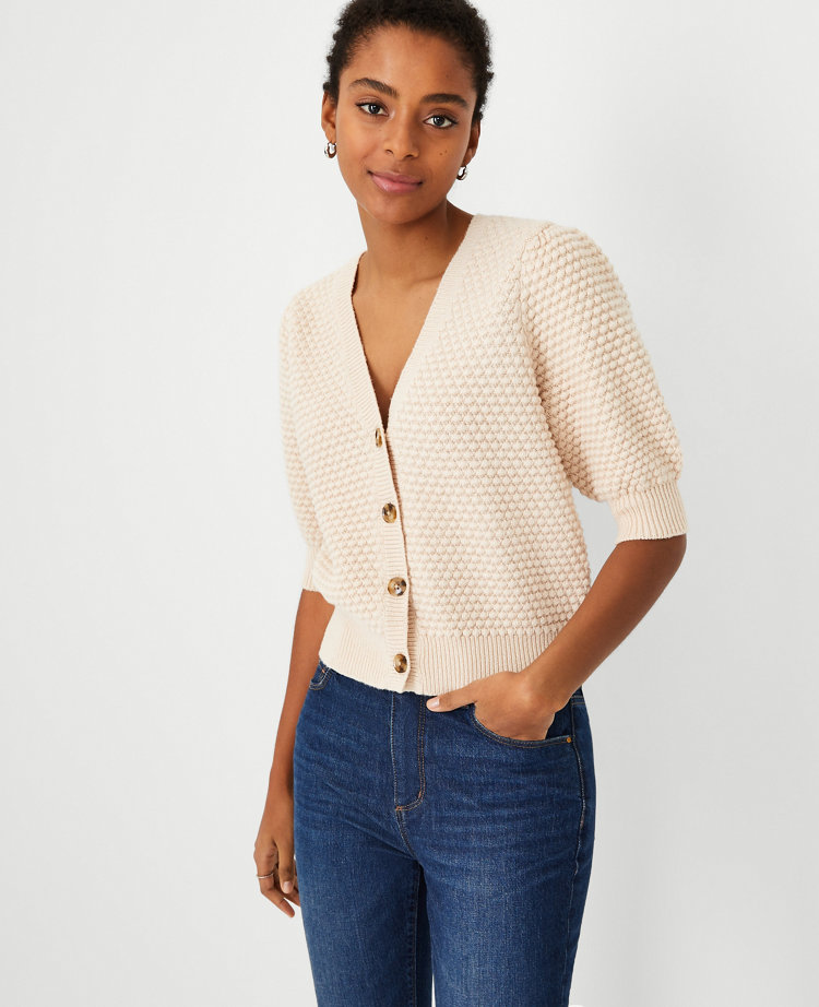 Ann Taylor Stitchy V-Neck Cardigan
