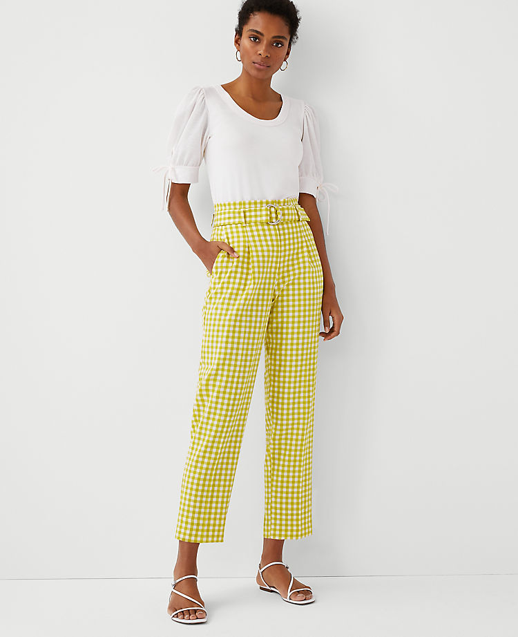 The Gingham Belted Paperbag Ankle Pant