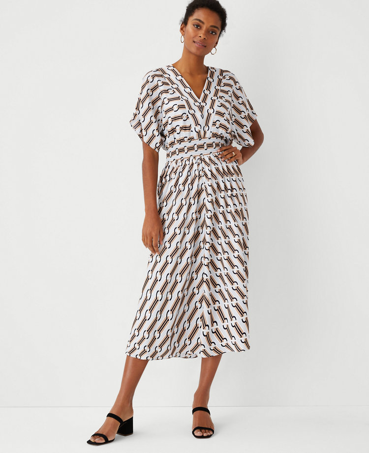 Ann Taylor Chain Print Midi Dress