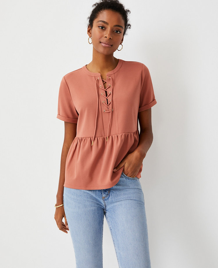 lace up peplum top