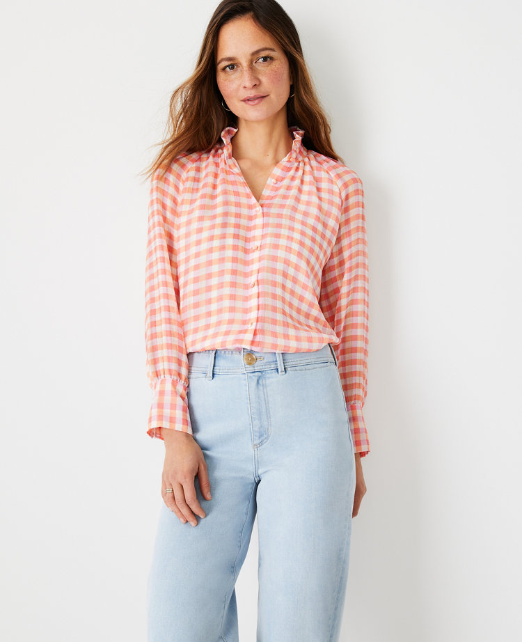 plaid ruffle top