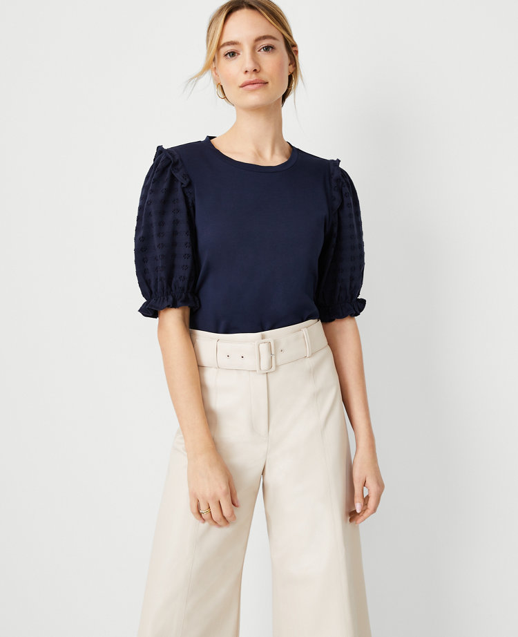 Ann Taylor Eyelet Sleeve Tee
