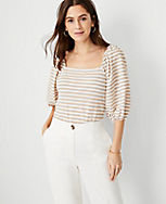 Striped Smocked Back Square Neck Top carousel Product Image 1
