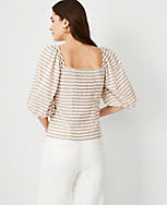 Striped Smocked Back Square Neck Top carousel Product Image 2