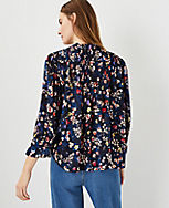 Floral Ruffle Neck Pintucked Yoke Top carousel Product Image 2