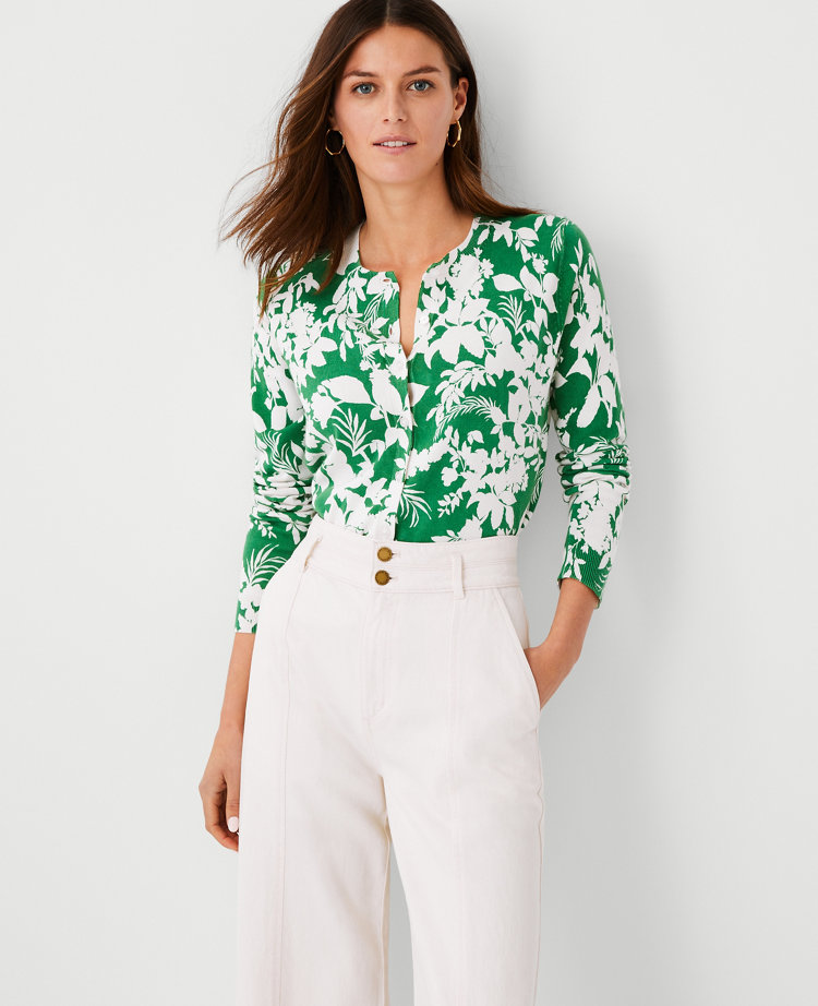 ann taylor green cardigan
