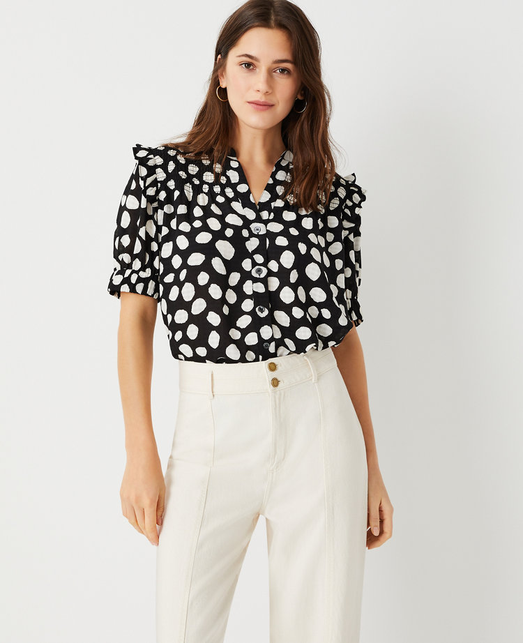 smocked yoke top