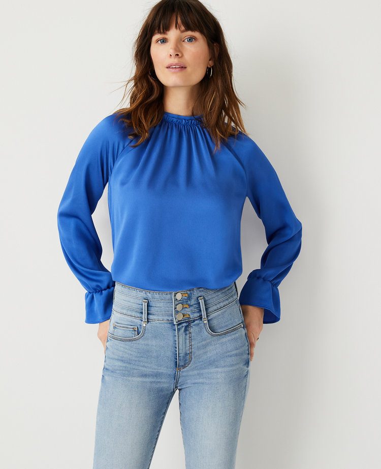 ruffle mock neck top