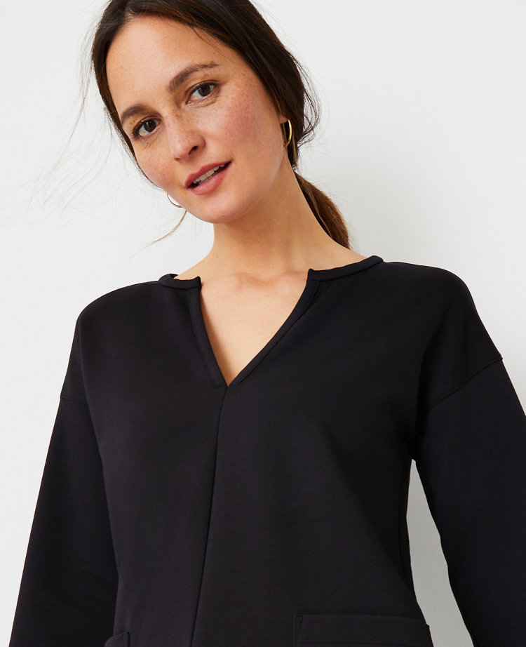 Split Neck Pocket Tunic Top