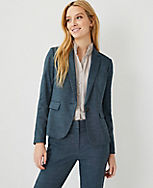 The Petite One-Button Blazer in Crosshatch carousel Product Image 1