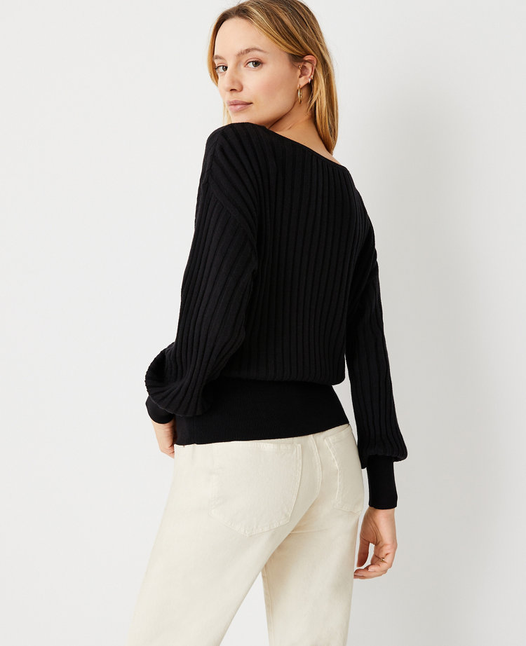 Petite Ribbed Bell Sleeve Sweater