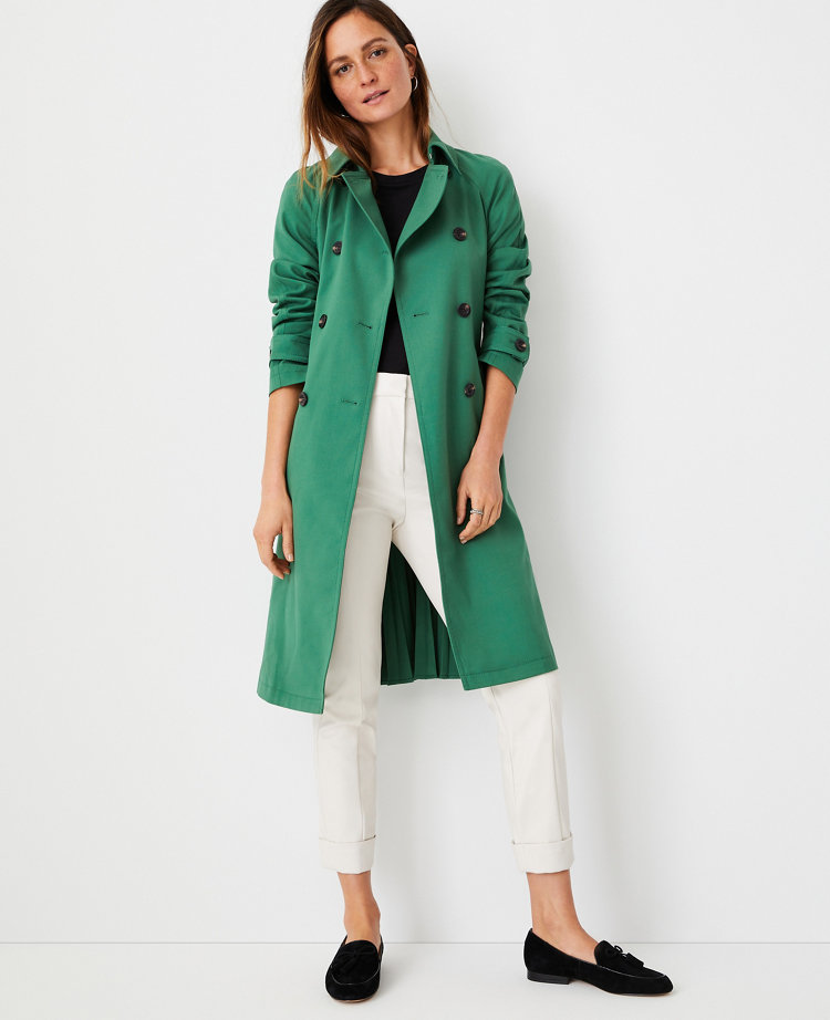 Ann taylor green trench coat best sale