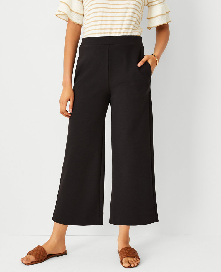 Petite wide leg crop pants + square neck top