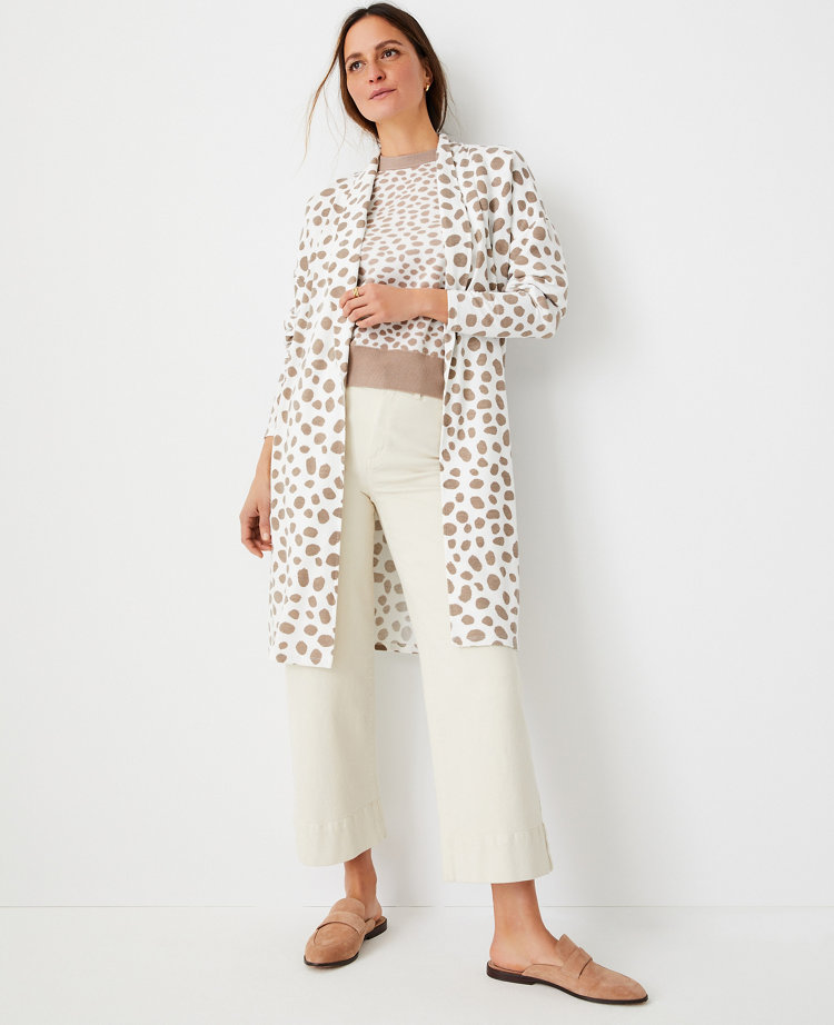 Ann Taylor Petite Animal Print Knit Open Cardigan