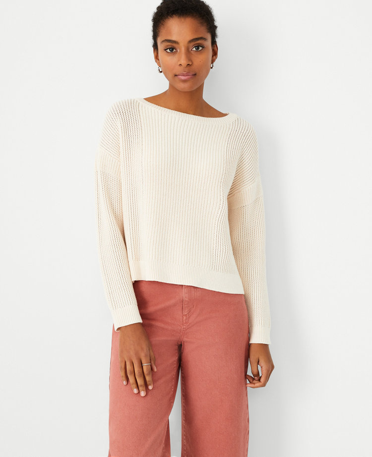 Ann Taylor Mesh Stitched Sweater