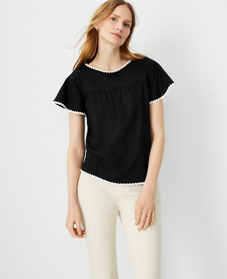 Ann Taylor Trimmed Peasant Top