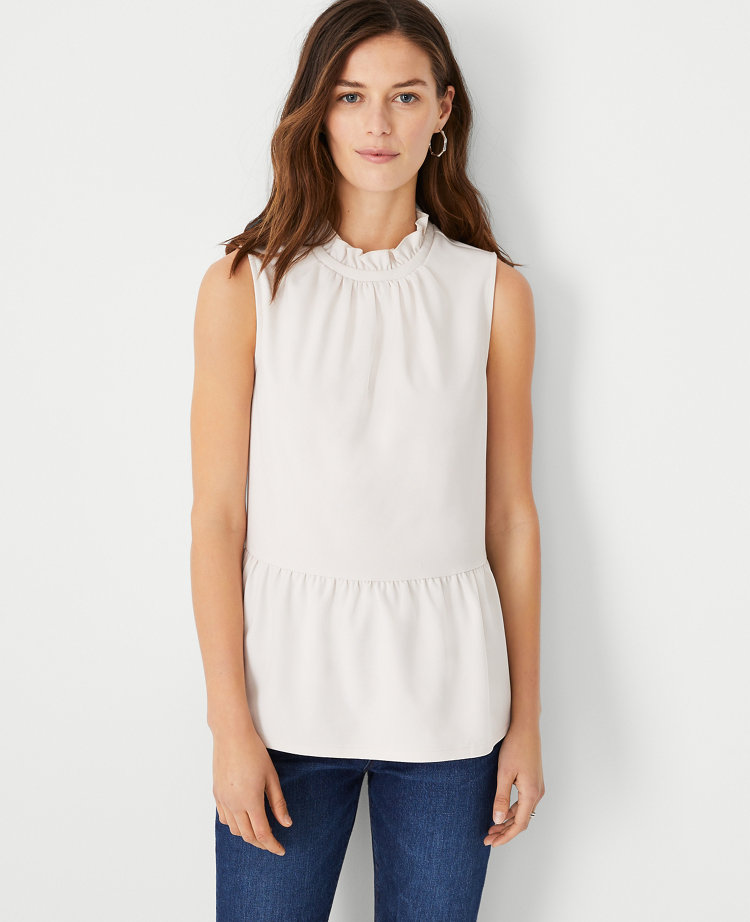 Ann Taylor Ruffle Neck Peplum Shell Top