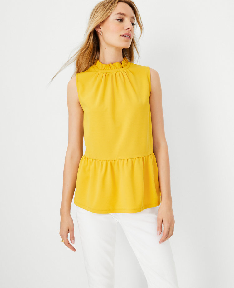 Ann Taylor Ruffle Neck Peplum Shell Top