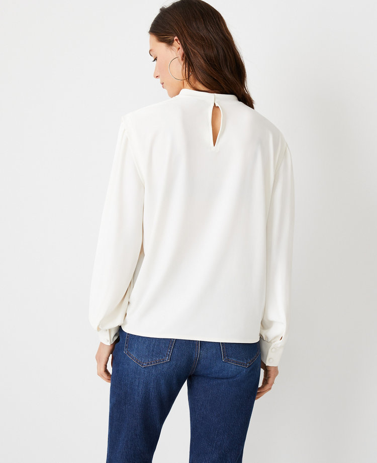 Petite Mixed Media Pintucked Yoke Top