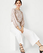 The Cropped Wide Leg Pant in Linen Herringbone carousel Product Image 3