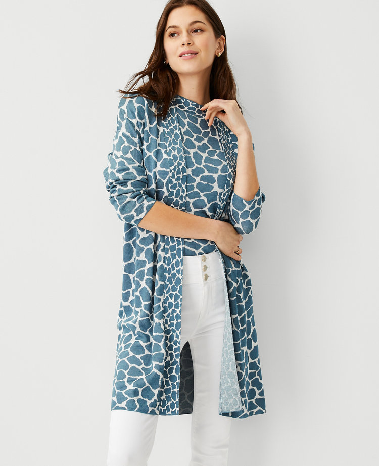 Ann Taylor Giraffe Print Open Cardigan