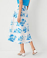 Floral Toile Pleated Tie Waist Midi Skirt carousel Product Image 2
