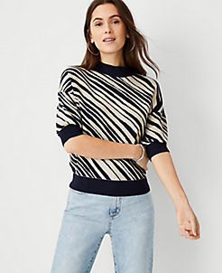 Ann Taylor sweaters cape sweater striped batwing sweater size MP striped sweater batwing sweater Ann Taylor