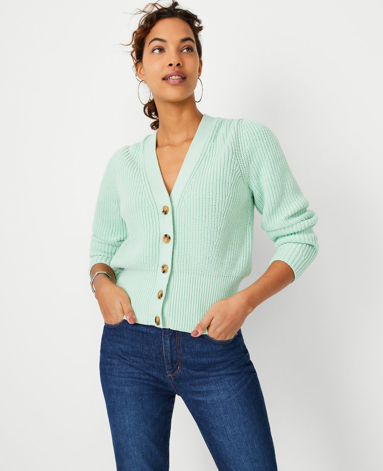 Ann Taylor Puff Sleeve Cardigan