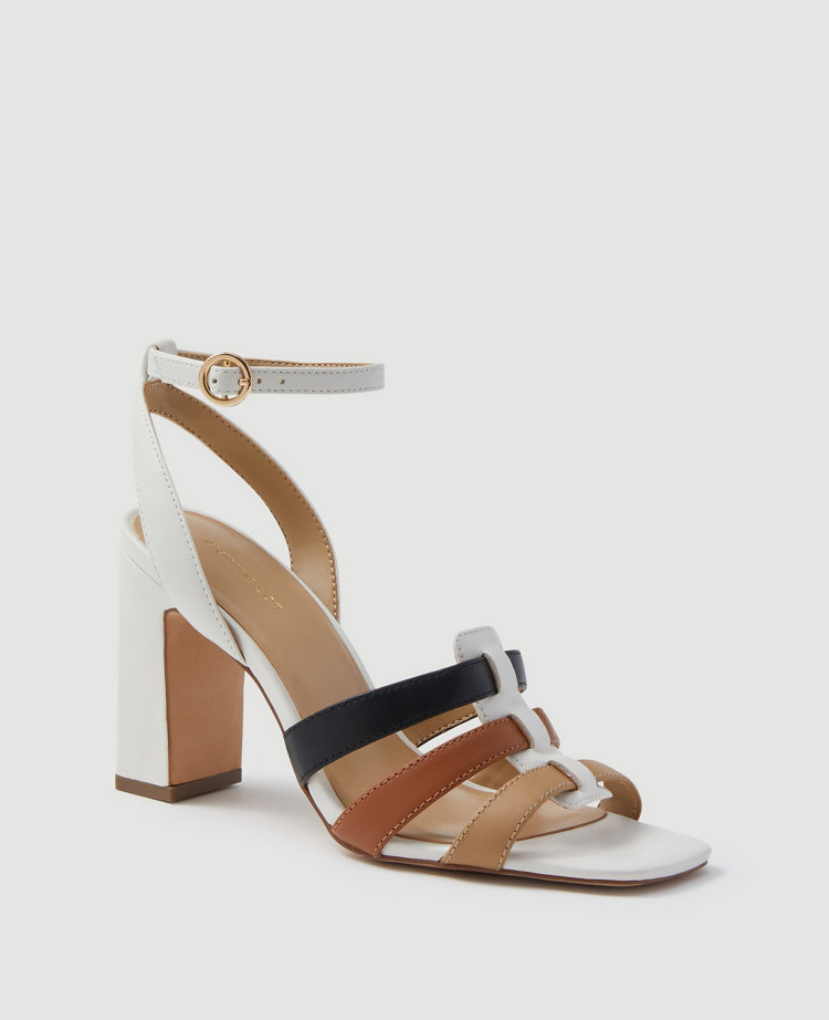 Ann Taylor Annetta Leather Huarache Heeled Sandals