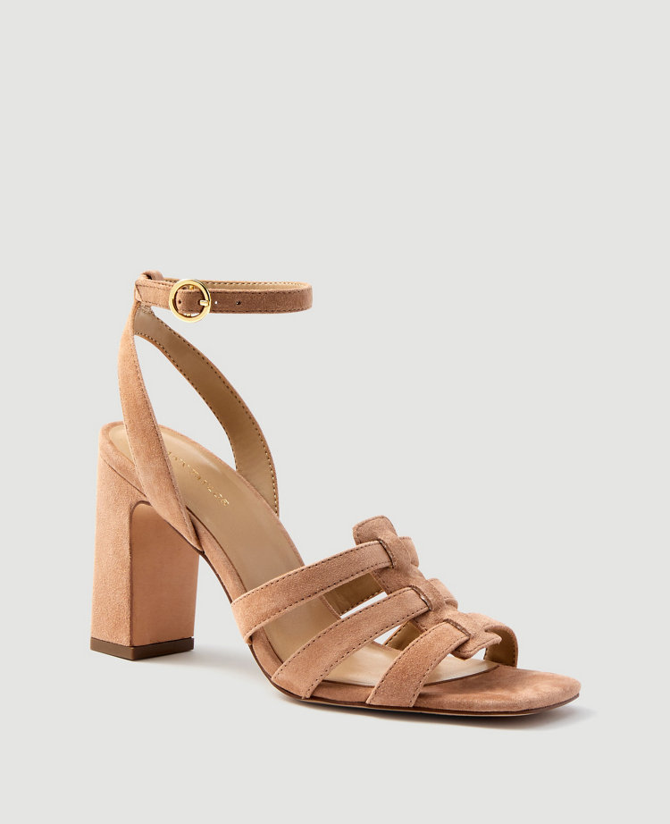Ann Taylor Annetta Suede Huarache Heeled Sandals