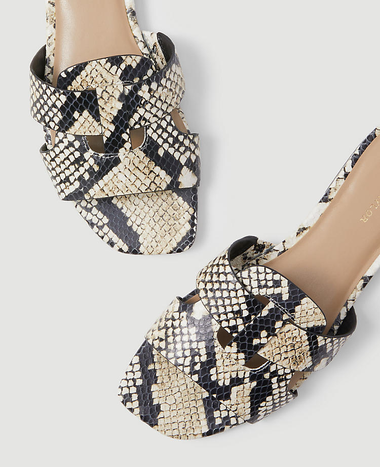 Yara Snake Print Leather Strappy Sandals