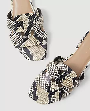 Yara Snake Print Leather Strappy Sandals carousel Product Image 2