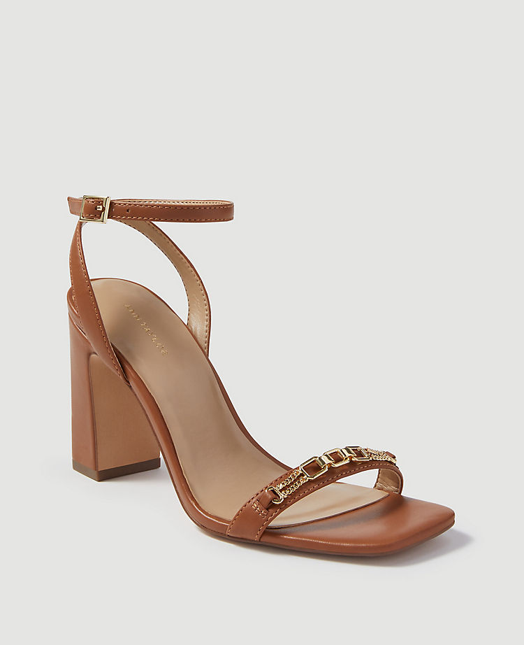 Yasmine Leather Chain High Heel Sandals