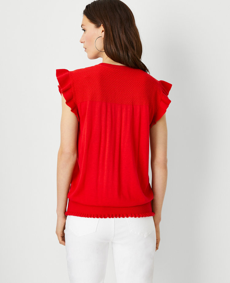 Smocked Ruffle Sweater Shell