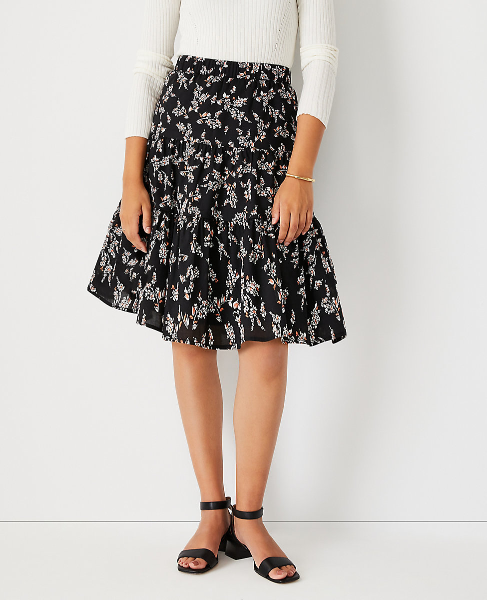 Floral Tiered Pull On Skirt 