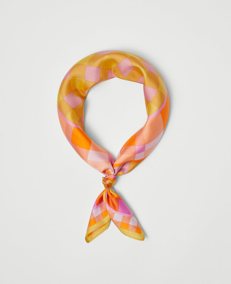 Gingham Silk Little Scarf