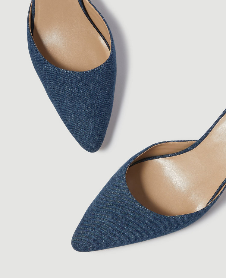 Diana Denim Kitten Heel Pumps