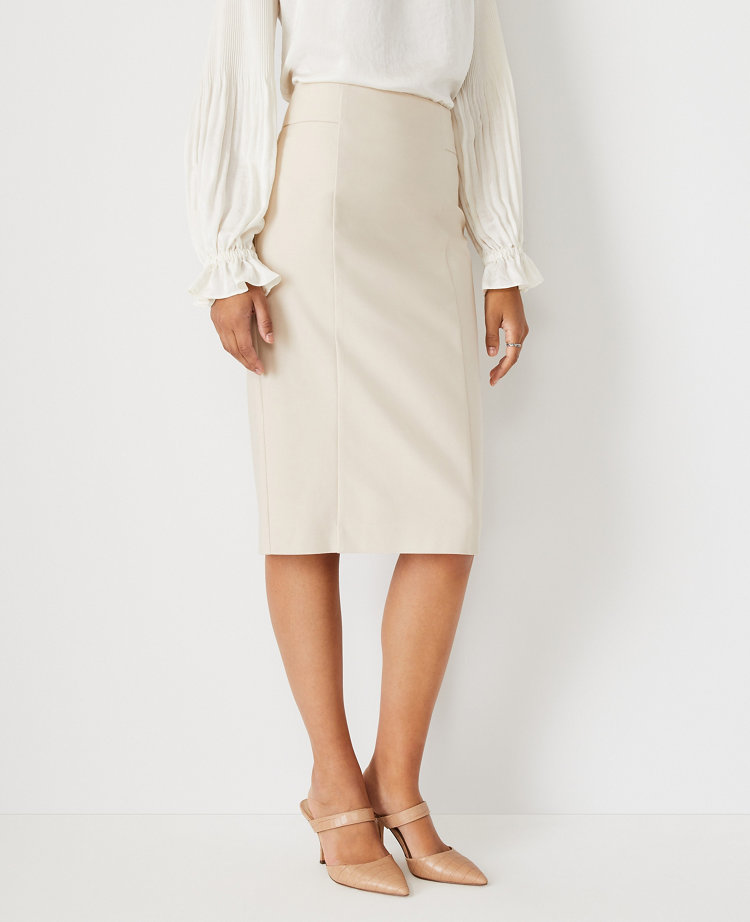 Ann Taylor The Petite High Waist Seamed Pencil Skirt In Ivory Porcelain ModeSens