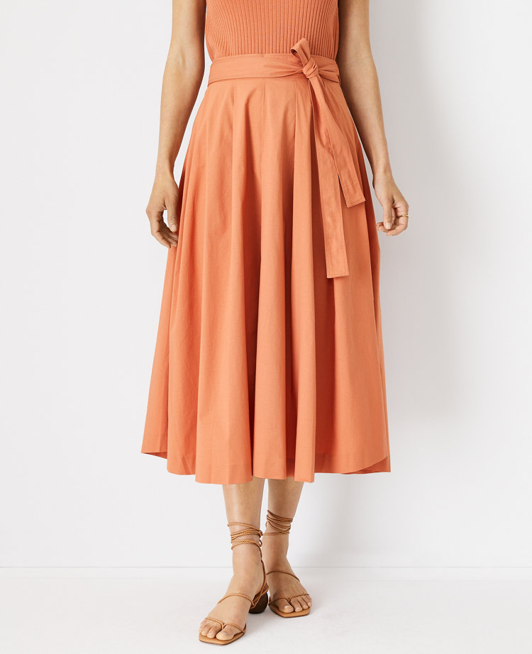 Pleated Tie Waist Skirt